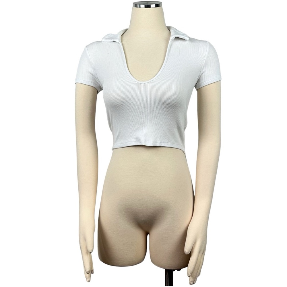 Garage Collar Crop Top White Size XS